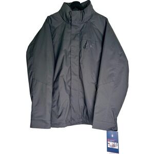NWT IZOD Mens Teck Dobby Fleece Lined Jacket Coat Charcoal Grey XL Water Wind